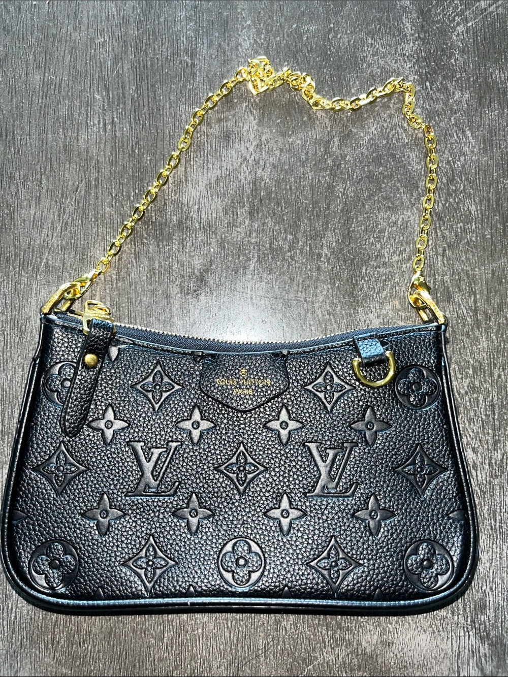 Louis Vuitton Black Monogram Empreinte Chain Shoulder Pochette